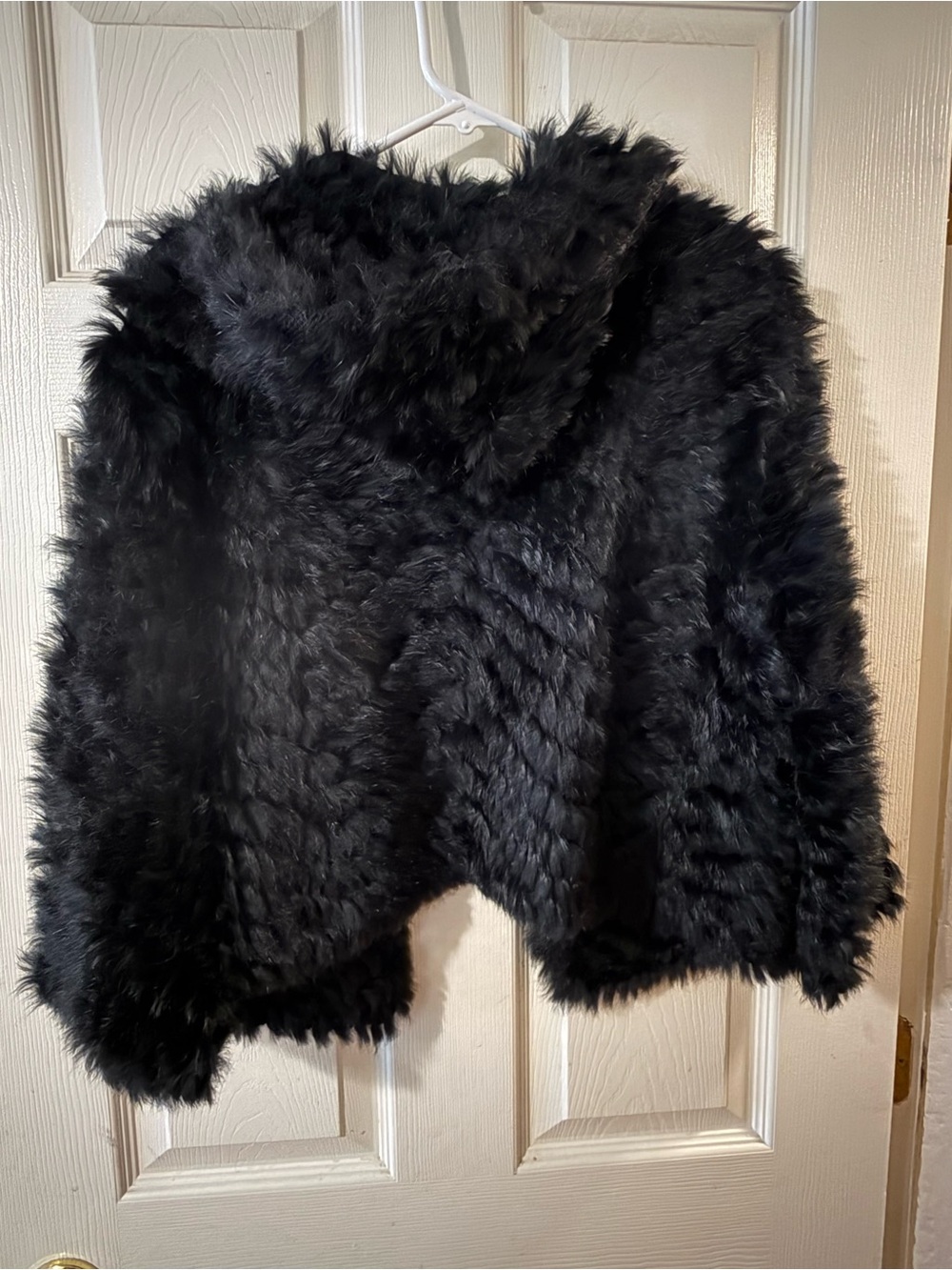 Marc by Marc Jacobs Genuine Rabbit Fur Hooded Waterfall Jacket Black Size Large - Picture 2 of 3